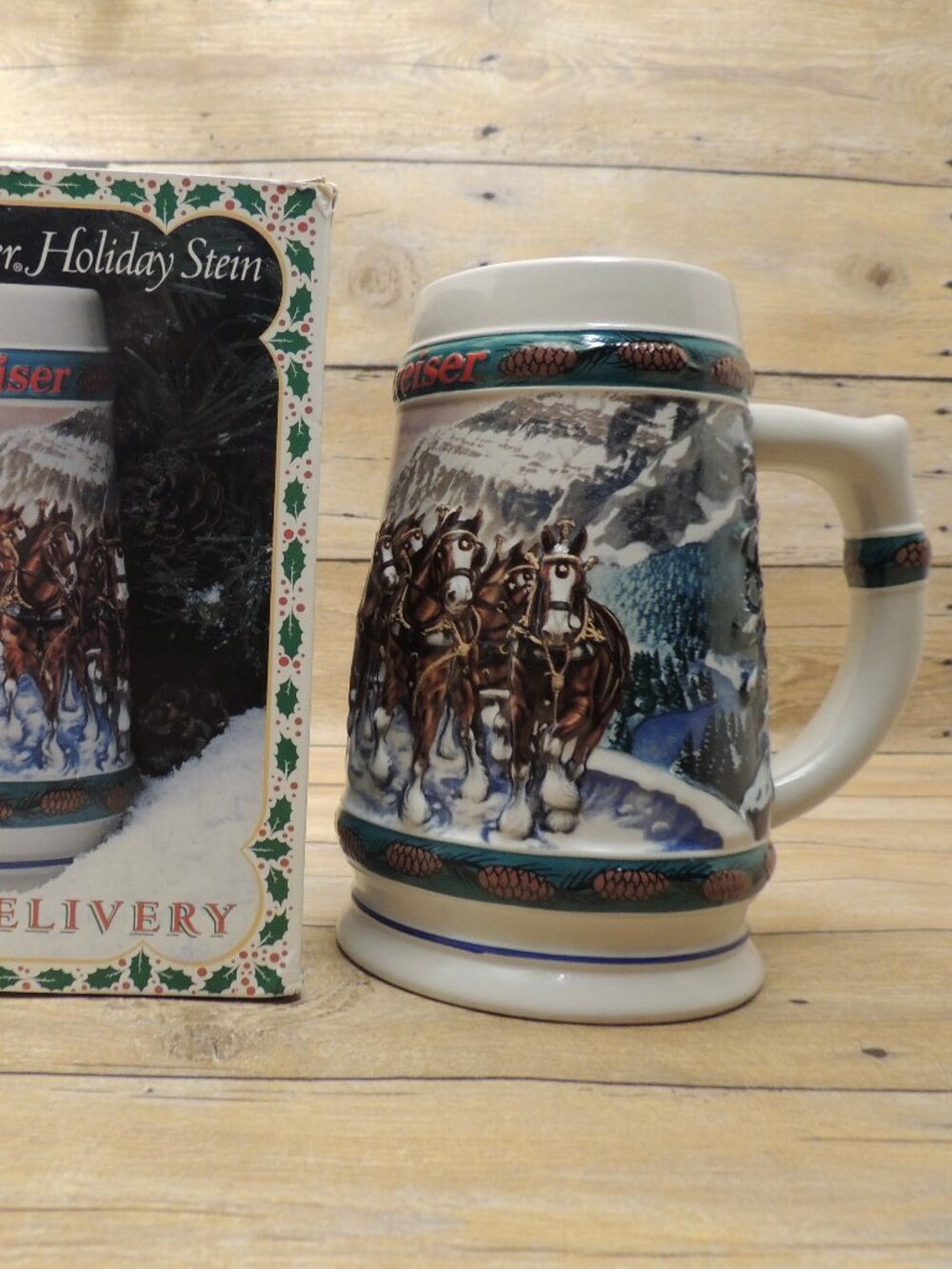 Vintage 1993 Budweiser Holiday Stein Special Delivery w/ Original Box